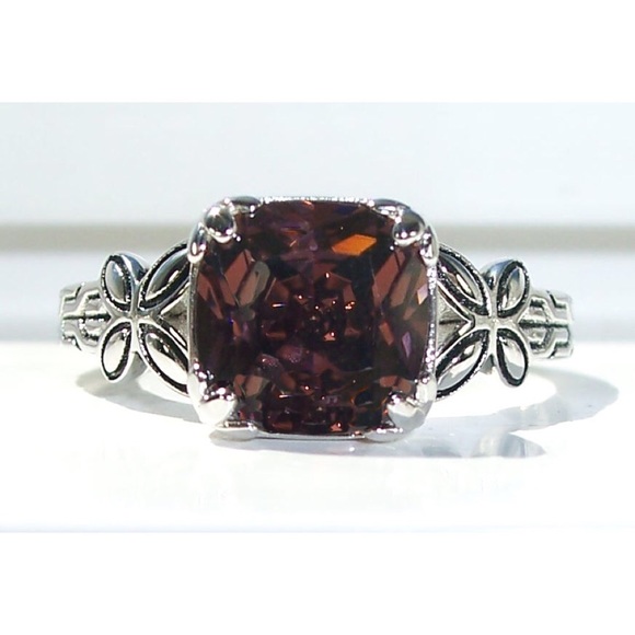 925 STERLING SILVER Chocolate Cubic Zirconia With Butterfly Sides Ring - Picture 2 of 16